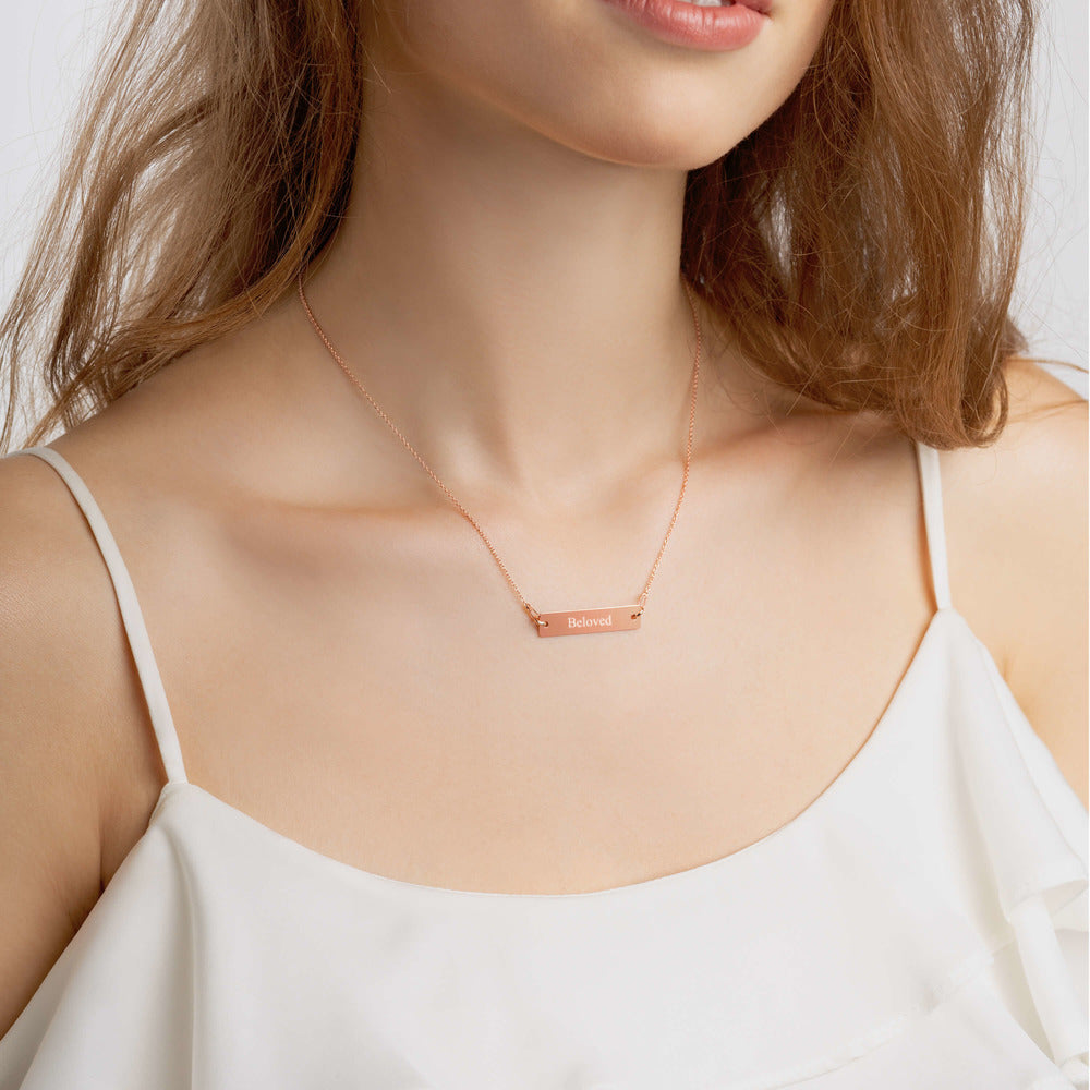 BELOVED - Engraved Bar Chain Necklace