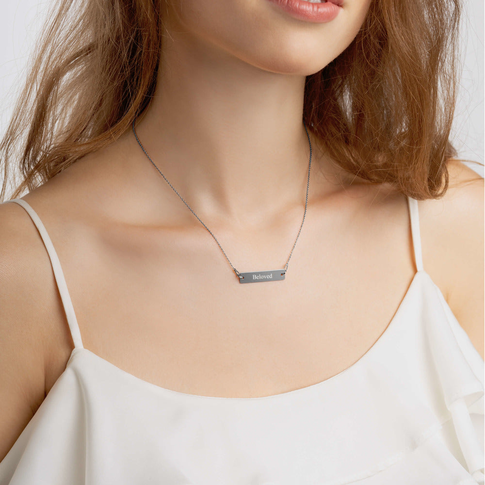 BELOVED - Engraved Bar Chain Necklace